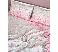 BIANCALUNA Completo Lenzuola Marena Candice Floreale Rosa Matrimoniale