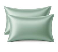 BIANCALUNA | Coppia Federe Letto in Seta di Bamboo CLARA | Anticrespo | Antirughe | Ipoallergeniche | Traspiranti |Eleganti e Morbide | 50x80 cm | Made in Italy (VERDE)
