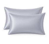 BIANCALUNA | Coppia Federe Letto in Seta di Bamboo CLARA | Anticrespo | Antirughe | Ipoallergeniche | Traspiranti |Eleganti e Morbide | 50x80 cm | Made in Italy (GRIGIO)