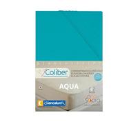 BIANCALUNA | Coprimaterasso Coliber |100% Cotone Jersey | con Angoli Elasticizzati | Lavabile in Lavatrice | Antipiega | Traspirante | Made in Italy (AQUA, MATRIMONIALE 180X200)