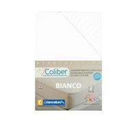 BIANCALUNA | Coprimaterasso Coliber |100% Cotone Jersey | con Angoli Elasticizzati | Lavabile in Lavatrice | Antipiega | Traspirante | Made in Italy (BIANCO, MATRIMONIALE 180X200)
