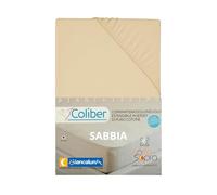 BIANCALUNA | Coprimaterasso Coliber |100% Cotone Jersey | con Angoli Elasticizzati | Lavabile in Lavatrice | Antipiega | Traspirante | Made in Italy (SABBIA, 1 POSTO E MEZZO 135X200)