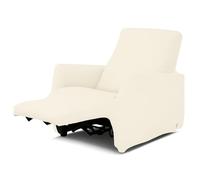 BIANCALUNA - Copripolotrona elastico Genius Lounge reclinabili Anti Macchia - 1 posto da 65 a 110 cm Copridivano tinta unita Made in Italy - Panna