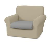 BIANCALUNA - Copripolotrona elastico Genius tinta unita Anti Macchia - 1 posto da 75 a 120 cm Made in Italy - Tortora