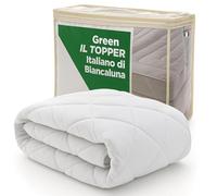 BIANCALUNA | Topper Green Coprimaterasso Matrimoniale e Singolo con Elastico | Imbottito e Trapuntato | Antiacaro | Antibatterico | Anallergico | Made in Italy 170x200 (DUE POSTI)