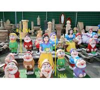 BIANCANEVE E I SETTE NANI DA GIARDINO IN CEMENTO NO PIETRA DIPINTI A MANO ESTERN