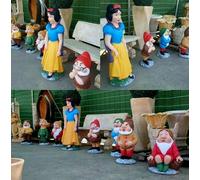 BIANCANEVE E I SETTE NANI DA GIARDINO IN CEMENTO NO PIETRA DIPINTI A MANO ESTERN