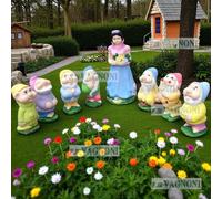 Biancaneve e sette 7 Nani grandi cm 30 55 per esterno da giardino cemento marmo