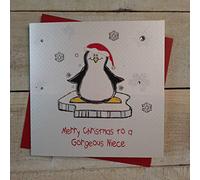 Bianche Carte Cotone X27 Biglietto di Auguri con la Scritta in Inglese Buon Natale a Una Splendida nipotina ... - Fatto a Mano Bianco