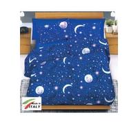 Biancheria&Casa Lenzuola Copripiumini trapunte e federe in Fantasia Cielo Stellato Moon da Abbinare a Tuo Piacimento : Misura - Francese, Prodotto - Completo Letto