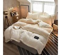 Biancheria da in Pile Spessa Calda Morbida Set coperture per Il Piumino Invernale con Foglio di Letto Extra Aderente e federe 4 Pezzi (Colore: Dimensione Viola: Doppia) (re Beige)