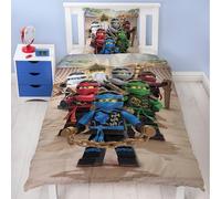 Biancheria da letto 135 x 200 cm, Lego Ninjago Lloyd, Sora, Arin e Drago Riyu, 100% cotone, chiusura lampo, 1 federa 80 x 80 + copripiumino 135 x 200, set di biancheria da letto per bambini, motivo: