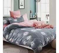 Biancheria da letto 135x200 cm, in cotone, set da 4 pezzi, motivo floreale, reversibile, con chiusura lampo, per ragazze, 135x200 cmx2 + 80x80 cmx2 cm