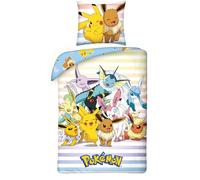 Pokemon Friends Reversibile Set Lenzuola Pikachu Cuscino Poggiatesta Copriletto