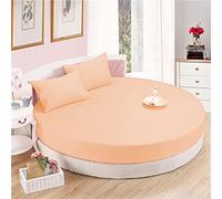 Biancheria da letto, 6 pezzi, set di lenzuola rotonde in cotone egiziano 600 TC (diametro 243 cm, colore pesca)