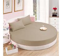 Biancheria da letto, 6 pezzi, set di lenzuola rotonde in cotone egiziano 600 TC (diametro 243 cm, colore tortora)
