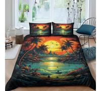 Biancheria Da Letto Beach Set Di Biancheria Da Letto Morbida Microfibra Tropical Rain Forest Stampa3D in Con Cuscino Con Cerniera Per Bambini King（220x240cm）