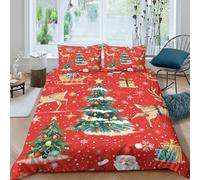 Biancheria Da Letto Christmas Elements Set Di Biancheria Da Letto in Microfibra Christmas Theme Cute Patterns Stampa3D in Con Cuscino Con Cerniera Nascosta 3 Pezzi Double(200x200cm)