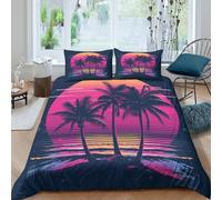 Biancheria Da Letto Coconut Island Set Di Biancheria Da Letto in Microfibra Tropical Rain Forest Stampa3D in Con Cuscino Con Cerniera Nascosta Per Gli Adulti Double（200x200cm）