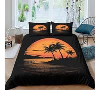 Biancheria Da Letto Coconut Island Set Di Biancheria Da Letto in Microfibra Tropical Rain Forest Stampa3D in Con Cuscino Con Cerniera Nascosta Per Adolescenti Double（200x200cm）