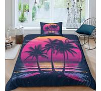 Biancheria Da Letto Coconut Island Set Di Biancheria Da Letto Morbida Microfibra Tropical Rain Forest Stampa3D in Con Cuscino Con Cerniera 3 Pezzi Single（135x200cm）