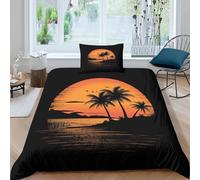 Biancheria Da Letto Coconut Island Set Di Biancheria Da Letto Morbida Microfibra Tropical Rain Forest Stampa3D in Con Cuscino Con Cerniera Per Bambini Single（135x200cm）