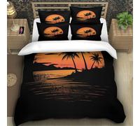 Biancheria Da Letto Coconut Island Set Di Biancheria Da Letto Morbida Microfibra Tropical Rain Forest Stampa3D in Con Cuscino Con Cerniera Per Adolescenti Super King（260x220cm）