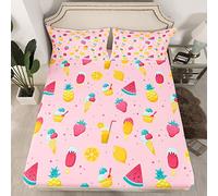 Biancheria da letto con angoli in cartone animato anguria lenzuolo Kawaii gelati lenzuola per bambini ragazze dolce fragola set di lenzuola estate copriletto rosa set di lenzuola matrimoniale