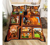 Biancheria da letto con stampa mucche per bambini singolo pascolo The Cattle Set di biancheria da letto Nature Grass Farmhouse The Cattle Set copripiumino