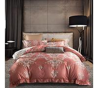 Biancheria da Letto Coperchi piumone Doppi Doppia Dimensione con Foglio Aderente per Letti Oro King Cover a Piumino Set di Seta in Raso Doppio kin Size 4pcs Floreale (Centina)