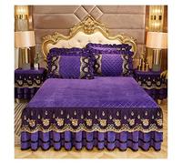 Biancheria da letto di lusso Copriletti in stile europeo sul Gonna in pizzo Federe Crystal King Queen Size Tessili for la casa(Purple,1 Pc skirt 150x200cm)