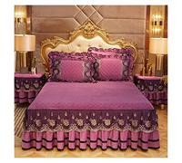 Biancheria da letto di lusso Copriletti in stile europeo sul Gonna in pizzo Federe Crystal King Queen Size Tessili for la casa(Bean paste,1 Pc skirt 180x220cm)