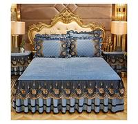 Biancheria da letto di lusso Copriletti in stile europeo sul Gonna in pizzo Federe Crystal King Queen Size Tessili for la casa(Sky Blue,1 Pc skirt 200x220cm)