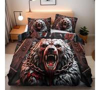 Biancheria da letto in Orso Animale 135 x 200 cm, con stampa 3D copripiumino in Orrore Retrò, Microfibra Morbido copripiumino 135 x 200 cm e 2 federa 50 x 75 cm