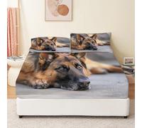 Biancheria da letto Lenzuola con angoli Pastore tedesco Biancheria da letto stampata in 3D Lenzuola in microfibra morbida resistente allo sbiadimento 180 x 200 + 30 CM 2 Federa