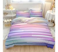 Biancheria da letto moderna e minimalista, in microfibra spazzolata | Set copripiumino con 2 federe per tutte le stagioni, 200 × 200 cm, motivo geometrico con sfumature astratte viola