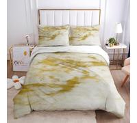Biancheria Da Letto Natalizia 3 Pezzi 200X200Cm Motivo Sfondo Bianco Con Texture Artistica Di Lusso Con Macchie Dorate Chiare 3D Set Copripiumino Una Piazza E Mezza Bambini In Microfibra Con 2 Fede