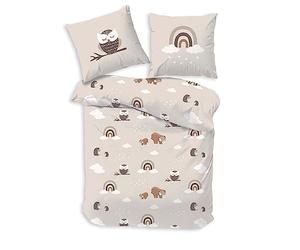 Biancheria da letto per bambini, 135 x 200 cm, 80 x 80 cm, arcobaleno, gufo e animali della foresta, di alta qualità e delicato sulla pelle, biancheria da letto per ragazze, ragazzi, 100% cotone (gufo