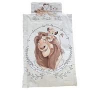 Biancheria da letto per bambini, motivo: Re Leone, Simba e Mufasa, copripiumino 100 x 135 cm e federa 40 x 60 cm, 100% cotone
