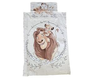 Biancheria da letto per bambini, motivo: Re Leone, Simba e Mufasa, copripiumino 100 x 135 cm e federa 40 x 60 cm, 100% cotone