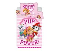 Biancheria da letto per bambini, reversibile, Paw Patrol Skye Everest Marshall Pup Power rosa, copripiumino 100 x 135 cm e federa 40 x 60 cm, 100% cotone