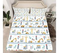 Biancheria da letto per ragazzi per la costruzione di lenzuola da escavatore camion biancheria da letto lenzuolo per bambini ragazzi ragazze in costruzione veicoli Set di lenzuola per macchinari dei