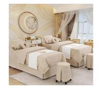 Biancheria da letto per salone di bellezza Set copriletto per spa per massaggi Copriletto di bellezza 4 pezzi in cotone Quattro stagioni Copriletto per salo Beige Square bedside 185*80cm(72.8*31.5in）