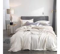 Biancheria da Letto Set di in Full Cover del piumone King Size Copertura Trapunta per Letti Matrimoniale Foglio Piatto Lussuoso setoso Raso Twin (Colore: Dimensione Verde: (re Bianco)