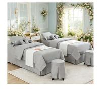 Biancheria da massaggio professionale Set di lenzuola per lettino da massaggio in tinta unita Copriletto di bellezza spa, Copriletti di bellezza Salone eu grigio. Square bedside 180*60cm(70.8*23.6in)