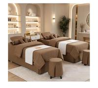 Biancheria da massaggio professionale Set di lenzuola per lettino da massaggio in tinta unita Copriletto di bellezza spa, Copriletti di bellezza Salon Dark Brown Square bedside 190*80cm (74.8*31.5in)