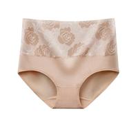 Biancheria intima a prova di perdite a vita alta per le donne slip plus size mutande da donna taglia 9, Beige, 3XL