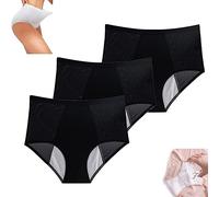 Biancheria Intima A Tenuta Stagna Everdries per Le Donne, Mutandine Protettive A Prova di Perdite A Vita Alta, Slip Senza Cuciture Traspiranti in Cotone, 3pcs Black, XXL