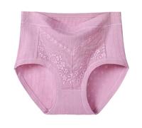 Biancheria intima da donna a vita alta, mutandine traspiranti, con inserti in pizzo morbido, comodo, abbigliamento quotidiano per le donne, biancheria intima da donna, Lilla, 6XL