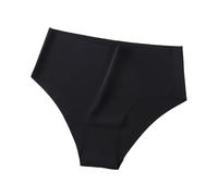Biancheria intima da donna a vita alta senza spettacolo bikini setoso morbido slip mutande per la vita quotidiana regali, Nero , XS